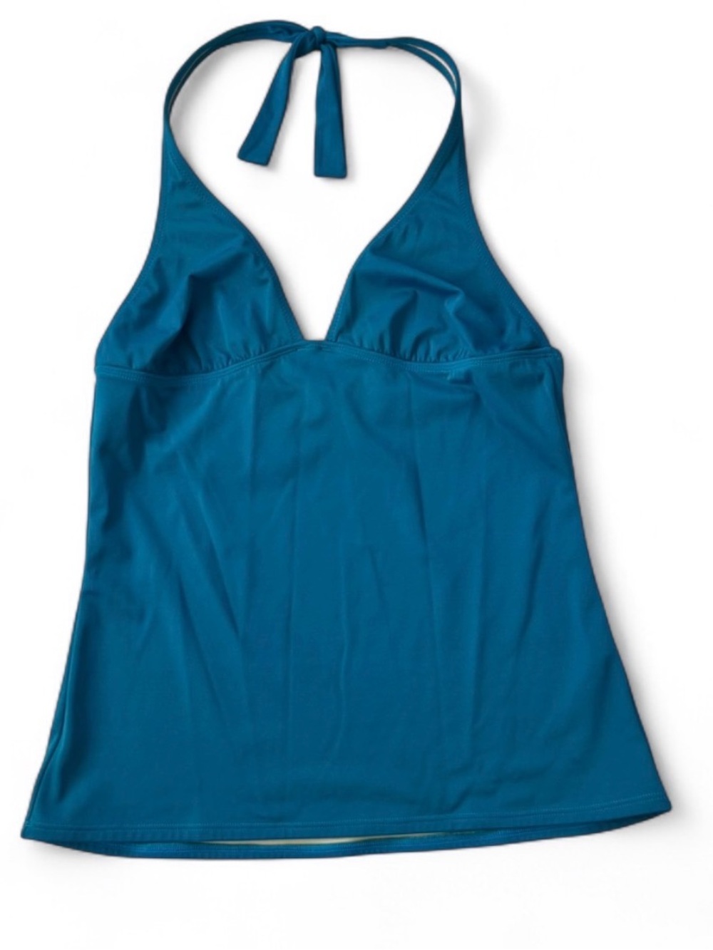 J. Crew Teal Blue Halter Tankini Swim Top Solid Textured Boho Cottagecore XL